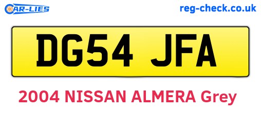 DG54JFA are the vehicle registration plates.