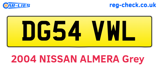 DG54VWL are the vehicle registration plates.