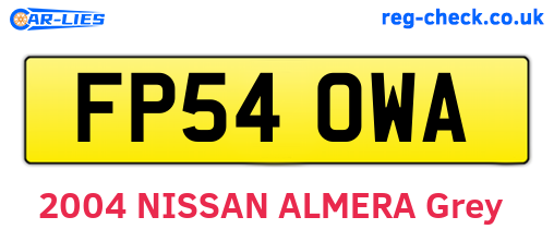 FP54OWA are the vehicle registration plates.
