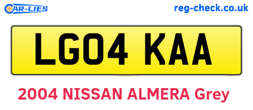 LG04KAA are the vehicle registration plates.