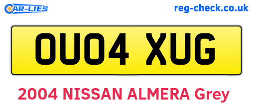 OU04XUG are the vehicle registration plates.