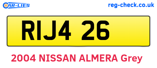 RIJ426 are the vehicle registration plates.