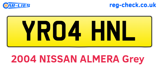 YR04HNL are the vehicle registration plates.