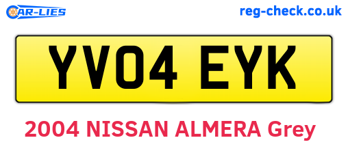 YV04EYK are the vehicle registration plates.