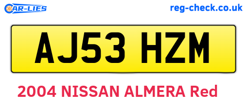 AJ53HZM are the vehicle registration plates.