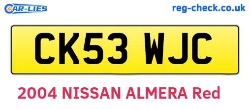 CK53WJC are the vehicle registration plates.