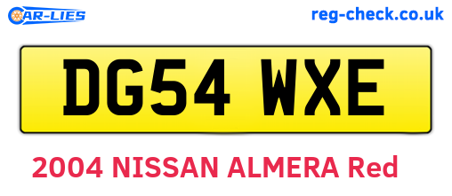 DG54WXE are the vehicle registration plates.