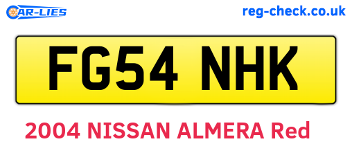 FG54NHK are the vehicle registration plates.