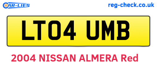 LT04UMB are the vehicle registration plates.