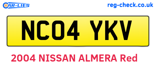 NC04YKV are the vehicle registration plates.