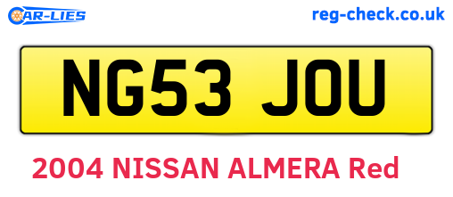 NG53JOU are the vehicle registration plates.