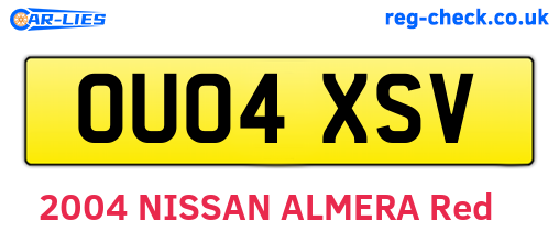 OU04XSV are the vehicle registration plates.