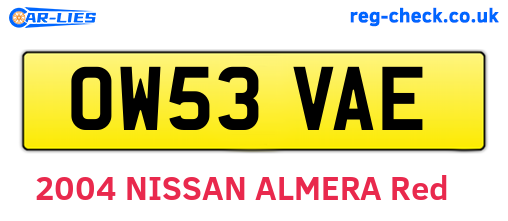 OW53VAE are the vehicle registration plates.