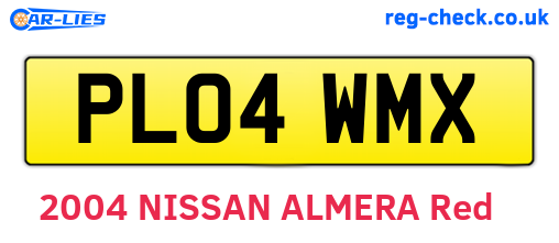 PL04WMX are the vehicle registration plates.