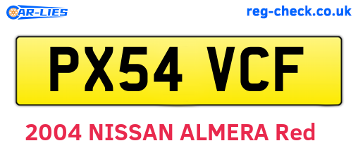 PX54VCF are the vehicle registration plates.
