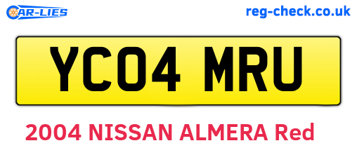 YC04MRU are the vehicle registration plates.