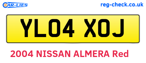 YL04XOJ are the vehicle registration plates.