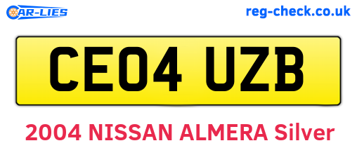 CE04UZB are the vehicle registration plates.