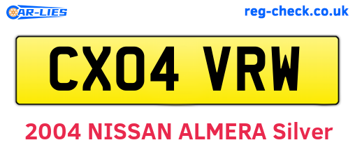 CX04VRW are the vehicle registration plates.