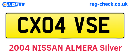 CX04VSE are the vehicle registration plates.