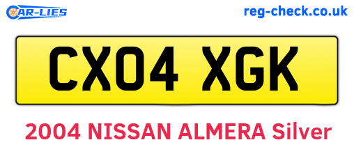 CX04XGK are the vehicle registration plates.