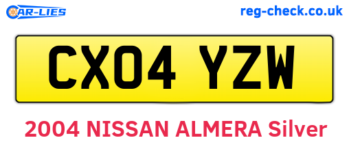 CX04YZW are the vehicle registration plates.
