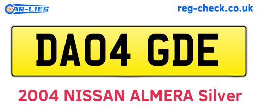 DA04GDE are the vehicle registration plates.