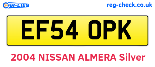 EF54OPK are the vehicle registration plates.