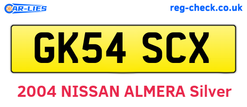 GK54SCX are the vehicle registration plates.
