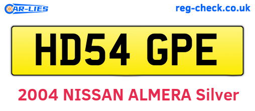 HD54GPE are the vehicle registration plates.