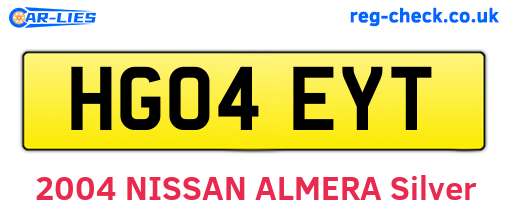HG04EYT are the vehicle registration plates.