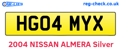 HG04MYX are the vehicle registration plates.