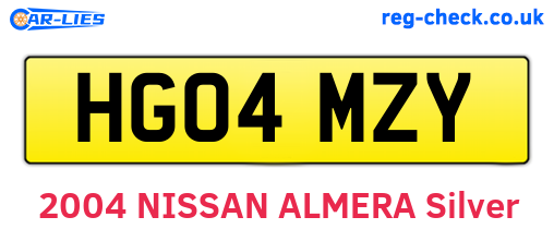 HG04MZY are the vehicle registration plates.