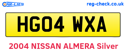 HG04WXA are the vehicle registration plates.