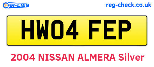 HW04FEP are the vehicle registration plates.