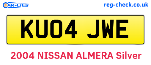 KU04JWE are the vehicle registration plates.