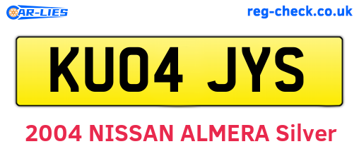 KU04JYS are the vehicle registration plates.