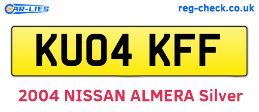 KU04KFF are the vehicle registration plates.