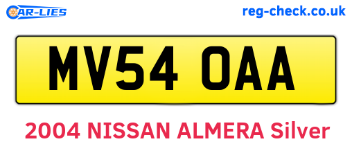 MV54OAA are the vehicle registration plates.