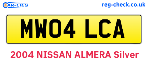 MW04LCA are the vehicle registration plates.