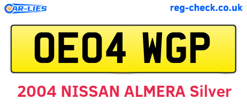 OE04WGP are the vehicle registration plates.