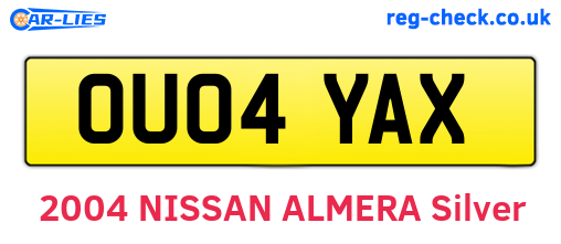 OU04YAX are the vehicle registration plates.