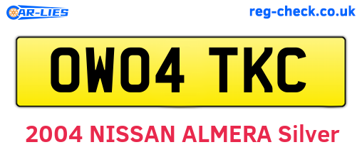 OW04TKC are the vehicle registration plates.