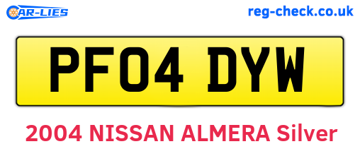 PF04DYW are the vehicle registration plates.
