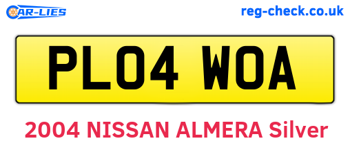 PL04WOA are the vehicle registration plates.