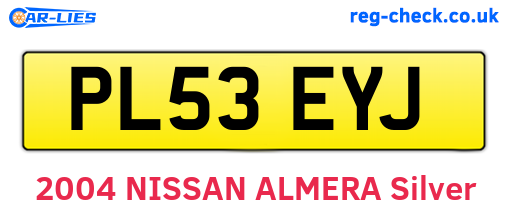 PL53EYJ are the vehicle registration plates.