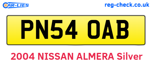 PN54OAB are the vehicle registration plates.