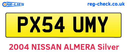 PX54UMY are the vehicle registration plates.