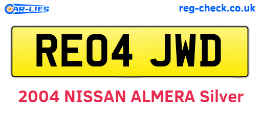 RE04JWD are the vehicle registration plates.
