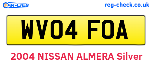 WV04FOA are the vehicle registration plates.